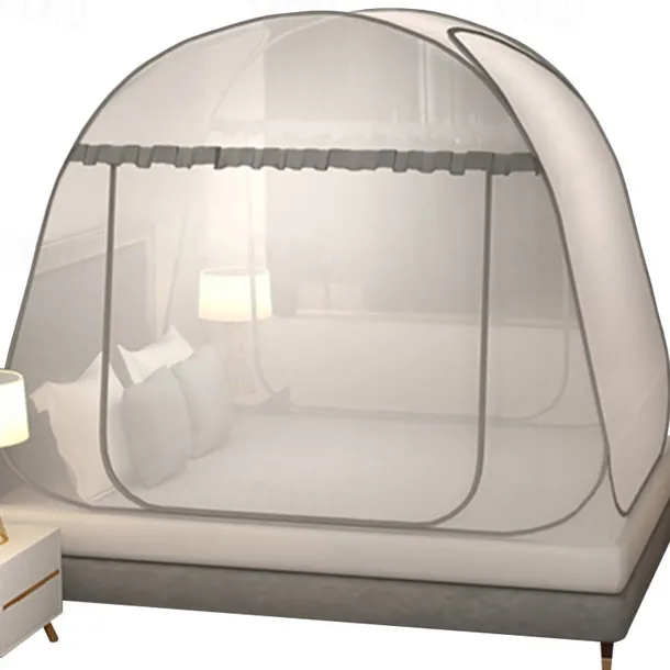 Pop Up Mosquito Net for Double Bed King Size Foldable Machardani Polyester Strong Net PVC Coated Corrosion Resistant Steel Wire