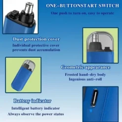 Portable & Painless Nose Hair Trimmer - Versatile, Stylish, Rechargeable, Precision Grooming for Nose, Ears, and Eyebrows - High-Torque Motor, Ergonomic Design, Compact, Travel-Friendly