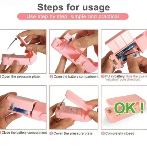 Portable Bag Heat Sealer, Plastic Package Storage Bag Snack Sealer Clip Mini Sealing Machine Handy Sticker Seal For Food Snack Gadgets