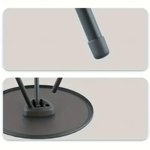 Portable Black Outdoor Table with Lamp Stand - Foldable, Iron Construction, Casual Style, Includes Storage Bag, Small Outdoor Table