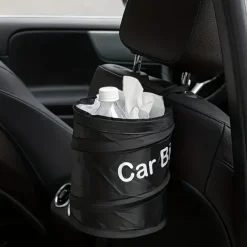 Portable Car Trash Can - Foldable Car Seat Organizer, Paste Storage Bin, Spiral Bucket, Compact and Convenient Vehicle Waste Bin