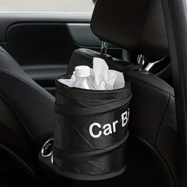 Portable Car Trash Can - Foldable Car Seat Organizer, Paste Storage Bin, Spiral Bucket, Compact and Convenient Vehicle Waste Bin