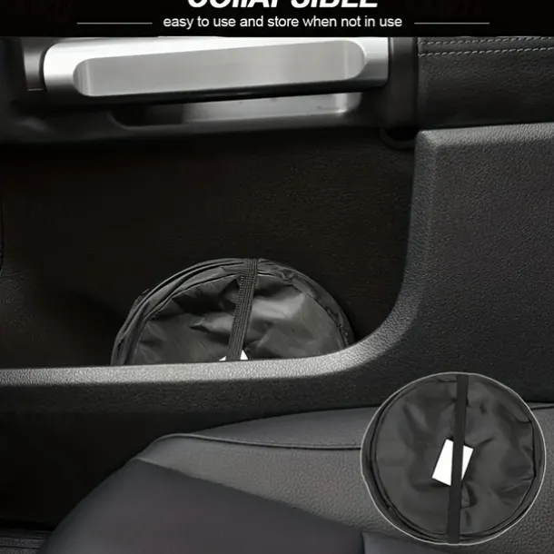 Portable Car Trash Can - Foldable Car Seat Organizer, Paste Storage Bin, Spiral Bucket, Compact and Convenient Vehicle Waste Bin