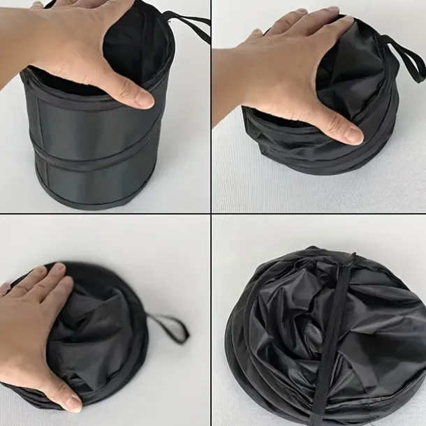 Portable Car Trash Can - Foldable Car Seat Organizer, Paste Storage Bin, Spiral Bucket, Compact and Convenient Vehicle Waste Bin