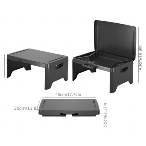 Portable Folding Desk with Storage, Multifunctional Laptop Table with Carrying Handle for Car, Dorm, and Bed - PP Material