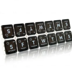 Portable 14-Grid Pill Box with Double Rows and Seven Days of Separation - Large Capacity Medicine Organizer with Open Cover for Morning and Afternoon Dosing