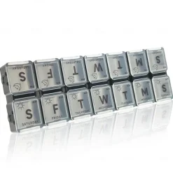 Portable 14-Grid Pill Box with Double Rows and Seven Days of Separation - Large Capacity Medicine Organizer with Open Cover for Morning and Afternoon Dosing