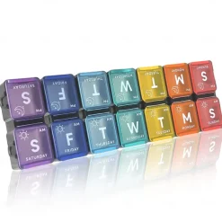 Portable 14-Grid Pill Box with Double Rows and Seven Days of Separation - Large Capacity Medicine Organizer with Open Cover for Morning and Afternoon Dosing