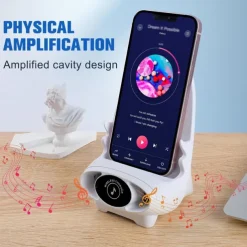 Portable Mini Chair Wireless Charger Phone Holder,Wireless Fast Charger Multifunctional Phone Holder, Multifunctional Wireless Fast Charging Station,3 in 1 Wireless Charger with Speaker Function