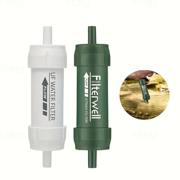Portable Outdoor Survival Water Filter Straw for Camping, Hiking, and Wilderness Purification 1PCS