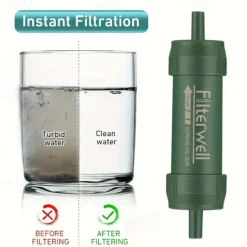 Portable Outdoor Survival Water Filter Straw for Camping, Hiking, and Wilderness Purification 1PCS