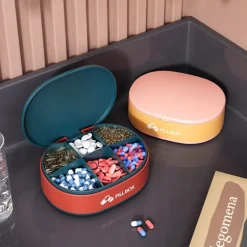 Portable Pill Organizer - Compact, Sealed Pill Case for Traveling, on-the-go Medication Storage - Multi-compartment Waterproof Candy Box for Storing Pills