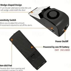 Portable Safety Tool With 120DB Alarm For Home Travel Apartment Door Stop Alarm, Door Stopper Security Device