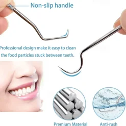 Portable Stainless Steel Toothpicks Pocket Set Reusable Metal Toothpicks Cleaning Kit with Holder for Outdoor Picnic Camping Traveling