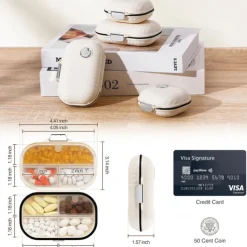 Portable Travel Pill Storage Box with 7 Labeled Compartments - Small Medicine Organizer for Pocket or Wallet, Daily Vitamin and Supplement Holder