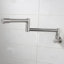 Pot Filler Kitchen Faucet Only Cold Water Stainless Steel, Brushed Black Foldable Sink Wall Mount Folding Fill Pot Kitchen Tap