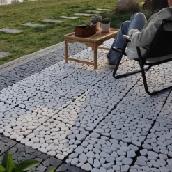 Premium Self-Laying Wood Plastic Floor Outdoor Patio Balcony Courtyard Decoration Natural Stone Look, Anti-Corrosion, Non-Slip, Easy Assembly