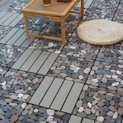 Premium Self-Laying Wood Plastic Floor Outdoor Patio Balcony Courtyard Decoration Natural Stone Look, Anti-Corrosion, Non-Slip, Easy Assembly