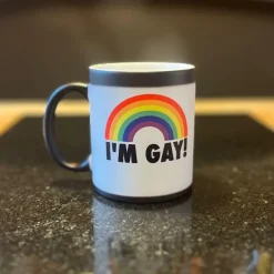 Pride Magic Mug LGBTQ Gay Pride Gift I'm Gay Rainbow Heat Change Mug - Funny Rude Mug - Message Appears As It Heats - Perfect Novelty Gag Gift