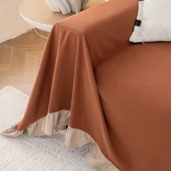 Primaloft Sofa Blanket Full Cover Pure Cotton Plain Color Not Fading Sofa Towel Sofa Cover with Ruffles