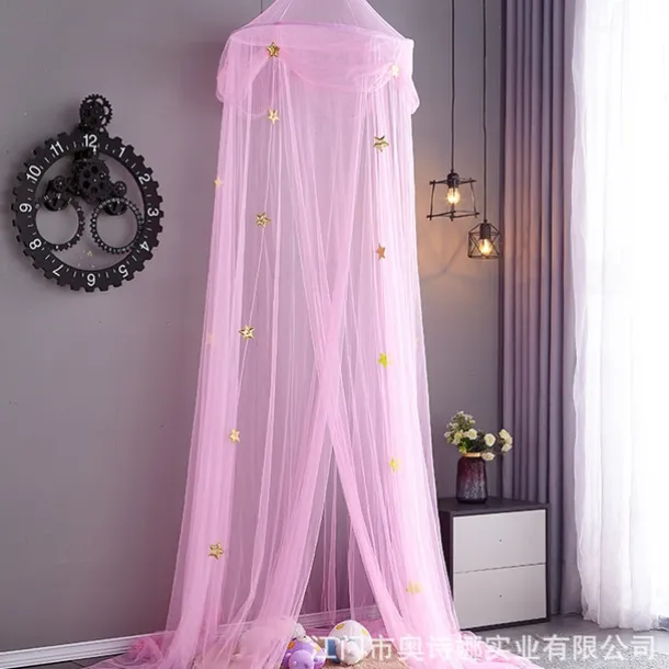 Princess Bed Canopy for Girls, Fantasy Tulle Girls Room Decor Crown Bed Curtains - 360° Encrypted Tulle Bed Canopy to Cover Toddler Crib