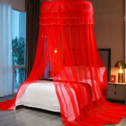 Princess Style Dome Mosquito Net Density Gauze Household Nets Extra Space Mosquito Net Butterfly Floral Series for Bedroom Floor Hem