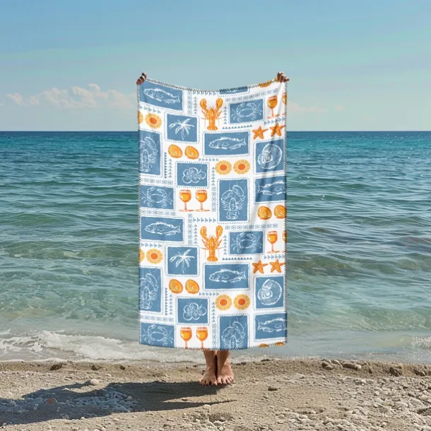 Printed Beach Towel, Lightweight Quick-Dry Sand-Free Beach Blanket, Ideal for Travel, Pool, and Outdoor Use