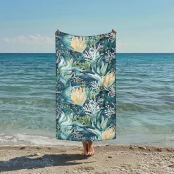 Printed Beach Towel, Lightweight Quick-Dry Sand-Free Beach Blanket, Ideal for Travel, Pool, and Outdoor Use