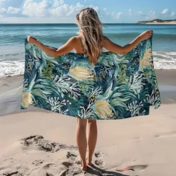 Printed Beach Towel, Lightweight Quick-Dry Sand-Free Beach Blanket, Ideal for Travel, Pool, and Outdoor Use
