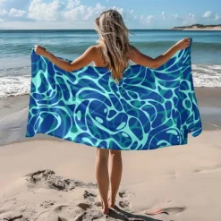 Printed Beach Towel, Lightweight Quick-Dry Sand-Free Beach Blanket, Ideal for Travel, Pool, and Outdoor Use