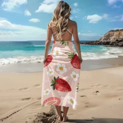 Printed Beach Towel, Lightweight Quick-Dry Sand-Free Beach Blanket, Ideal for Travel, Pool, and Outdoor Use