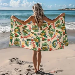 Printed Beach Towel, Lightweight Quick-Dry Sand-Free Beach Blanket, Ideal for Travel, Pool, and Outdoor Use