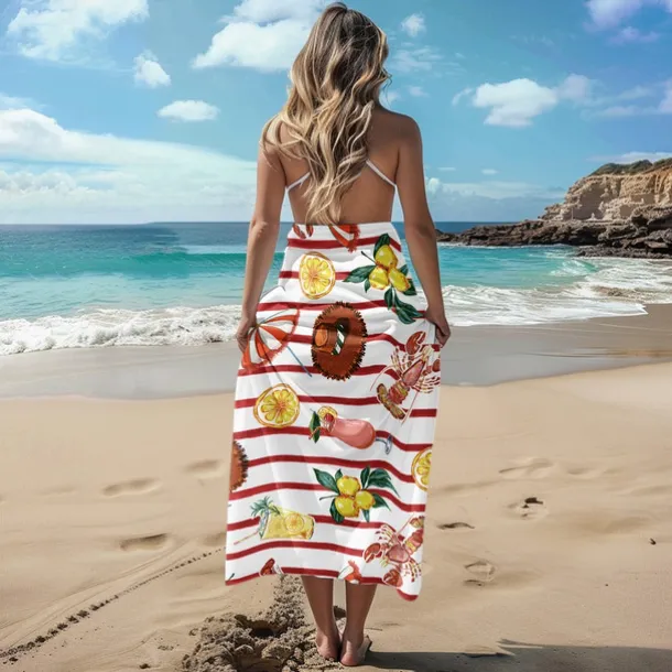 Printed Beach Towel, Lightweight Quick-Dry Sand-Free Beach Blanket, Ideal for Travel, Pool, and Outdoor Use
