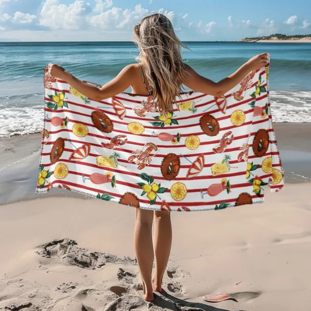 Printed Beach Towel, Lightweight Quick-Dry Sand-Free Beach Blanket, Ideal for Travel, Pool, and Outdoor Use