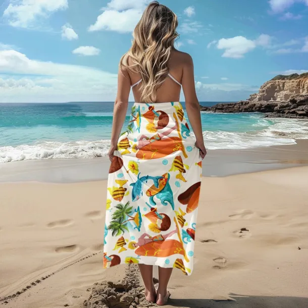 Printed Beach Towel, Lightweight Quick-Dry Sand-Free Beach Blanket, Ideal for Travel, Pool, and Outdoor Use