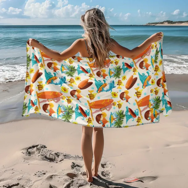 Printed Beach Towel, Lightweight Quick-Dry Sand-Free Beach Blanket, Ideal for Travel, Pool, and Outdoor Use