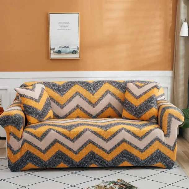 Printed Elastic Slipcover for Floral& Geometric Pattern Indoor Use Only