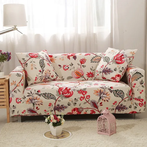 Printed Elastic Slipcover for Floral& Geometric Pattern Indoor Use Only