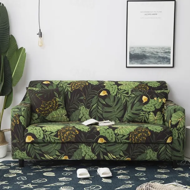 Printed Elastic Slipcover for Floral& Geometric Pattern Indoor Use Only