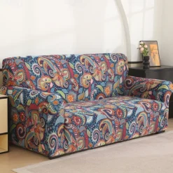 Printed Sofa Cover Elastic Sofa Slipcover L Shaped Couch Cover Furniture Protector For Bedroom Office Living Room Home Decor