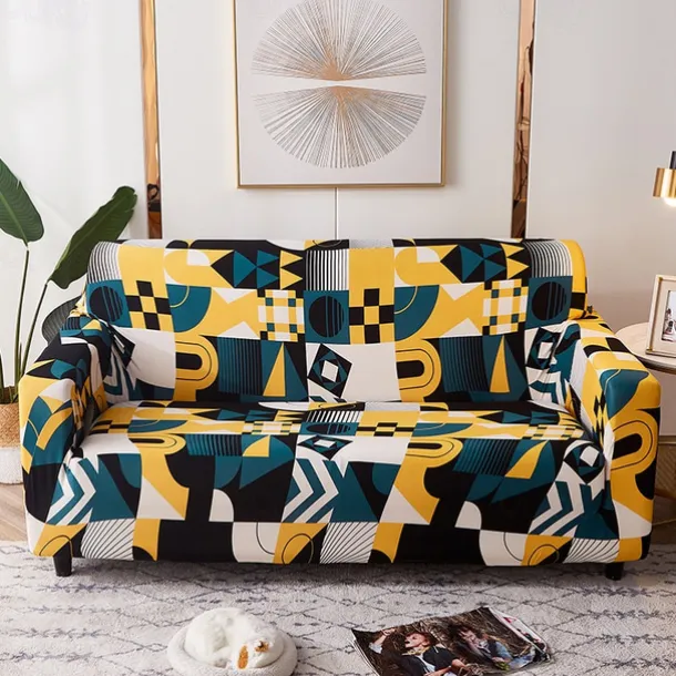 Printed Stretch Jersey Fabric Slipcover for Indoor Use