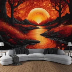 Psychedelic Abstract Forest Hanging Tapestry Wall Art Large Tapestry Mural Decor Photograph Backdrop Blanket Curtain Home Bedroom Living Room Decoration