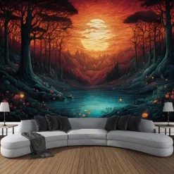 Psychedelic Abstract Forest Hanging Tapestry Wall Art Large Tapestry Mural Decor Photograph Backdrop Blanket Curtain Home Bedroom Living Room Decoration