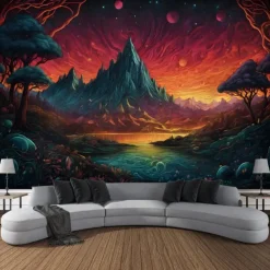 Psychedelic Abstract Forest Hanging Tapestry Wall Art Large Tapestry Mural Decor Photograph Backdrop Blanket Curtain Home Bedroom Living Room Decoration