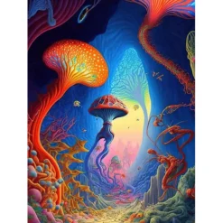 Psychedelic Wall Art Canvas Mushroom Nature Prints and Posters Pictures Decorative Fabric Painting For Living Room Pictures No Frame