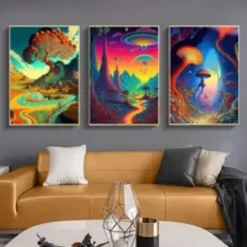 Psychedelic Wall Art Canvas Mushroom Nature Prints and Posters Pictures Decorative Fabric Painting For Living Room Pictures No Frame