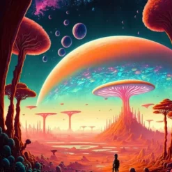 Psychedelic Wall Art Canvas Mushroom Nature Prints and Posters Pictures Decorative Fabric Painting For Living Room Pictures No Frame