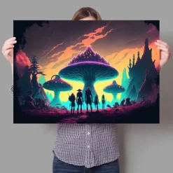 Psychedelic Wall Art Canvas Mushroom Nature Prints and Posters Pictures Decorative Fabric Painting For Living Room Pictures No Frame
