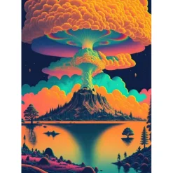 Psychedelic Wall Art Canvas Mushroom Nature Prints and Posters Pictures Decorative Fabric Painting For Living Room Pictures No Frame