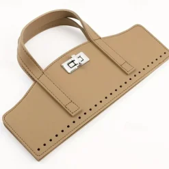 PU Leather DIY Knitting Bag Accessory Set - Handbag Handles and Lock Buckle for Yarn Weaving and Fabric Splicing Crafts